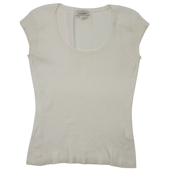 Club Monaco Womens Ivory Knit Scoop Neck Short Sleeve Top Size S - Picture 4 of 6